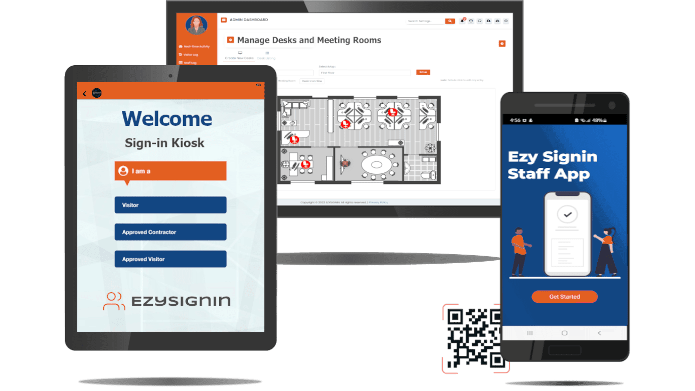 employee sign in system dashboard showing staff currently on site