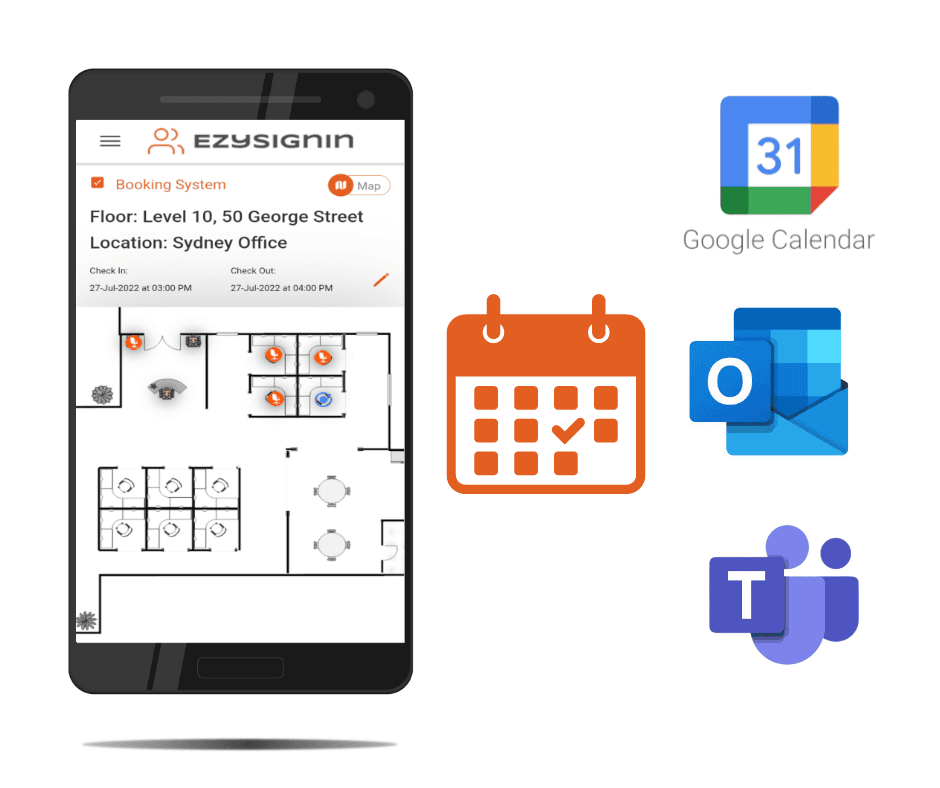 Book desk and meeting rooms with calendar integration