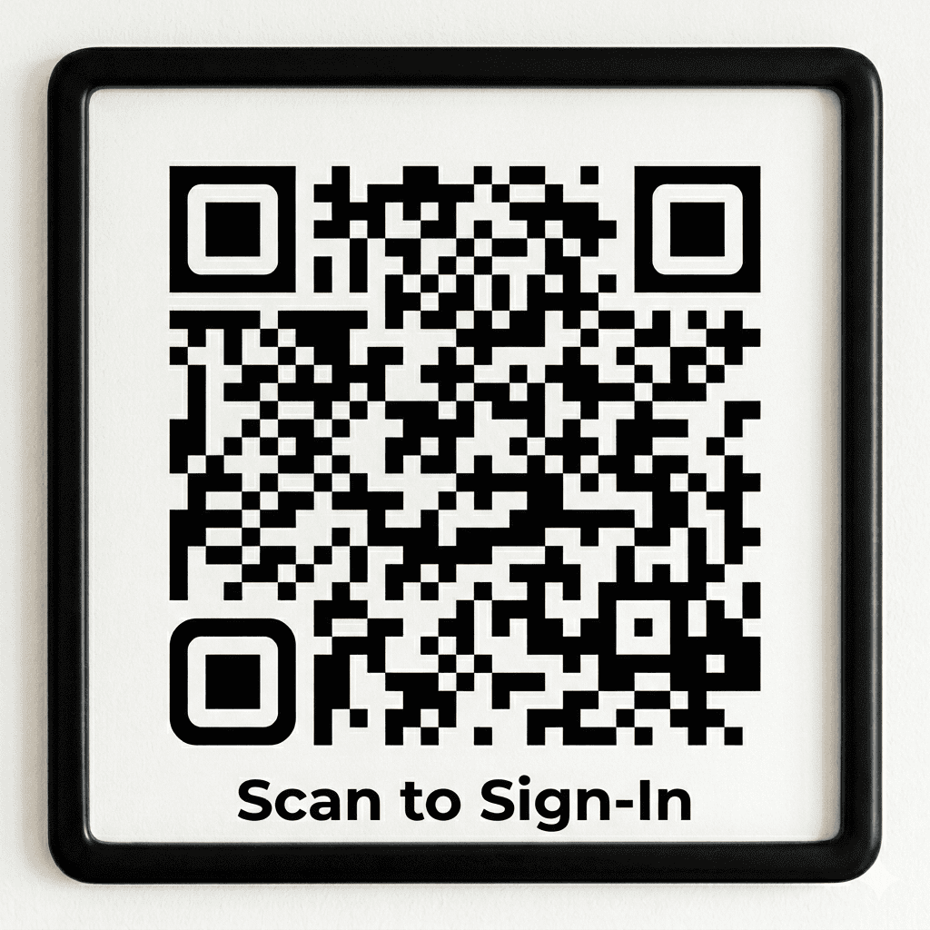 Ezy Sign-In contactless QR code sign-in display for unmanned reception and visitor check-in.